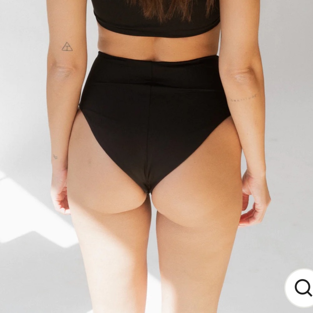 Londre High Waisted Bottom - Matte Black Swim Suit Bottom M